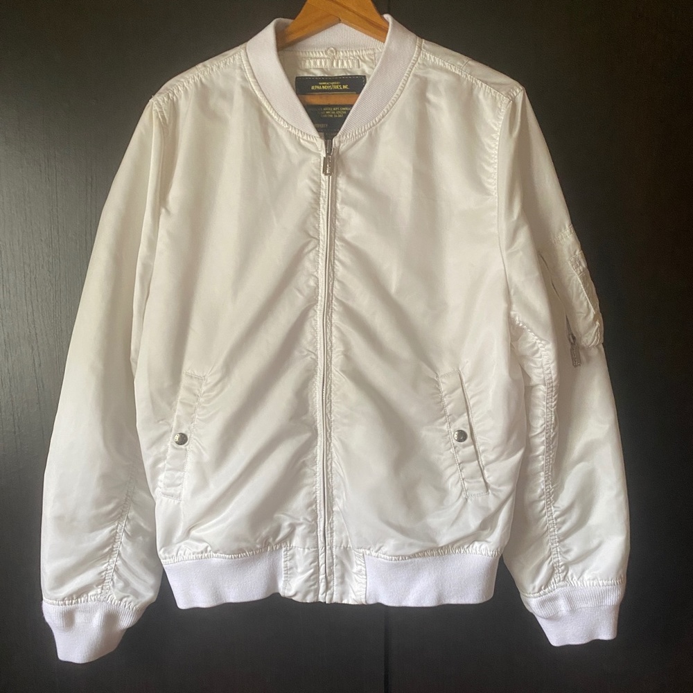 Alpha Industries White Bomber Jacket